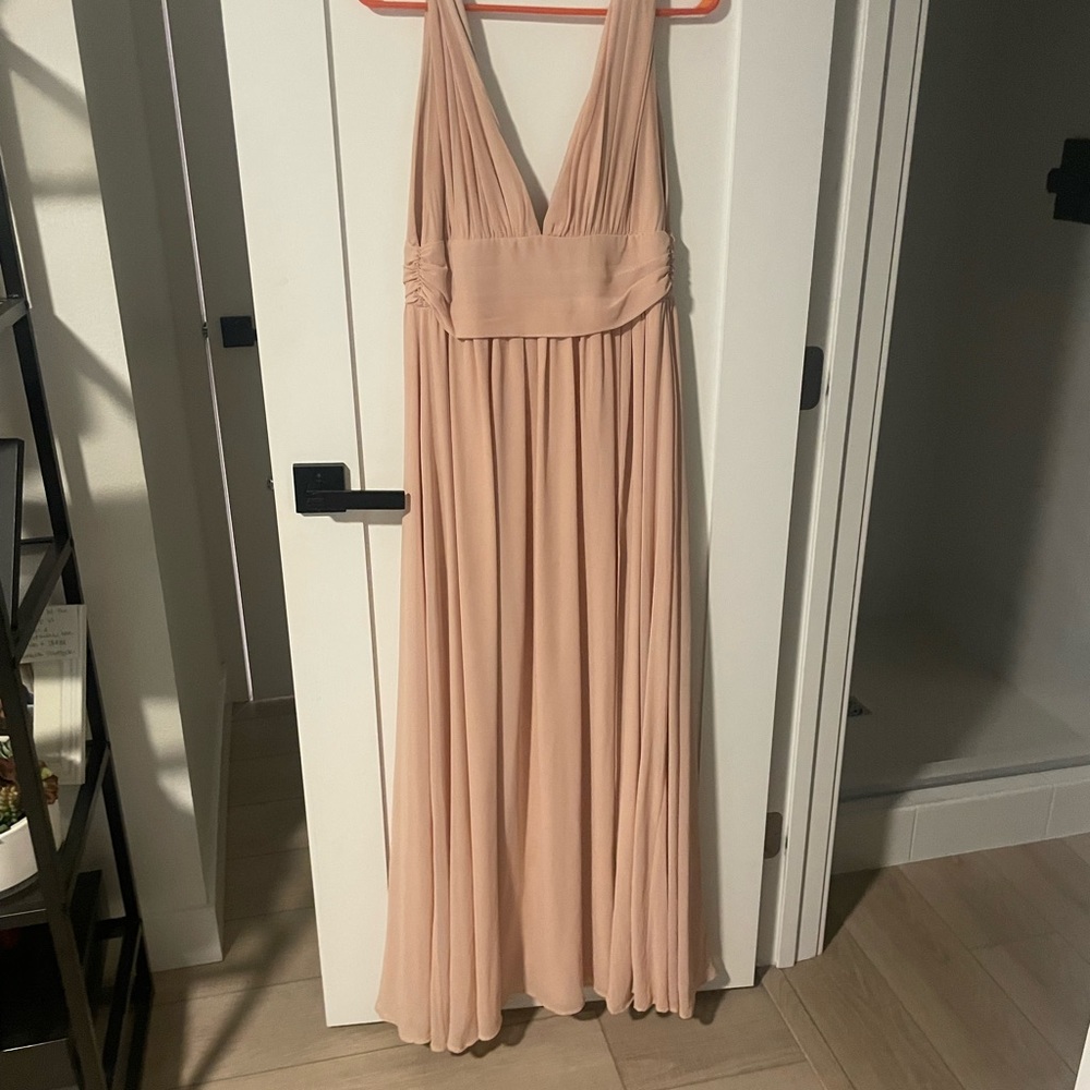 Peach Long Chiffon Bridesmaid Dress, Size Medium
